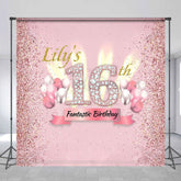 Aperturee - Aperturee Glitter Pink Balloon Sweet Custom Birthday Backdrop